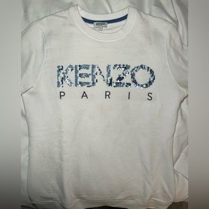 Kenzo white crew neck sweater blue letters size M